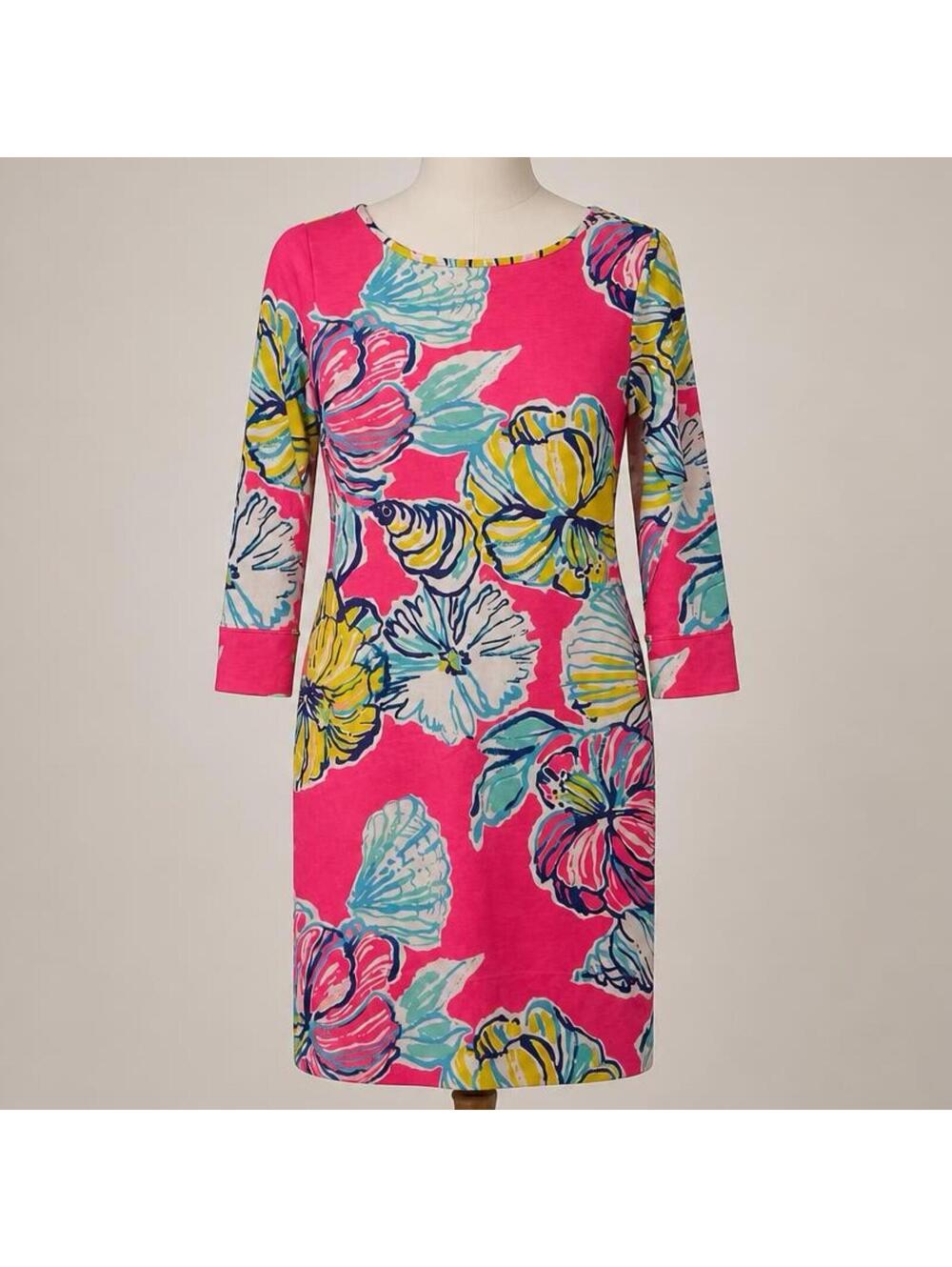 Lilly Pulitzer Marlowe dress Swept by the Tides floral print 3/4 sleeves Size XS